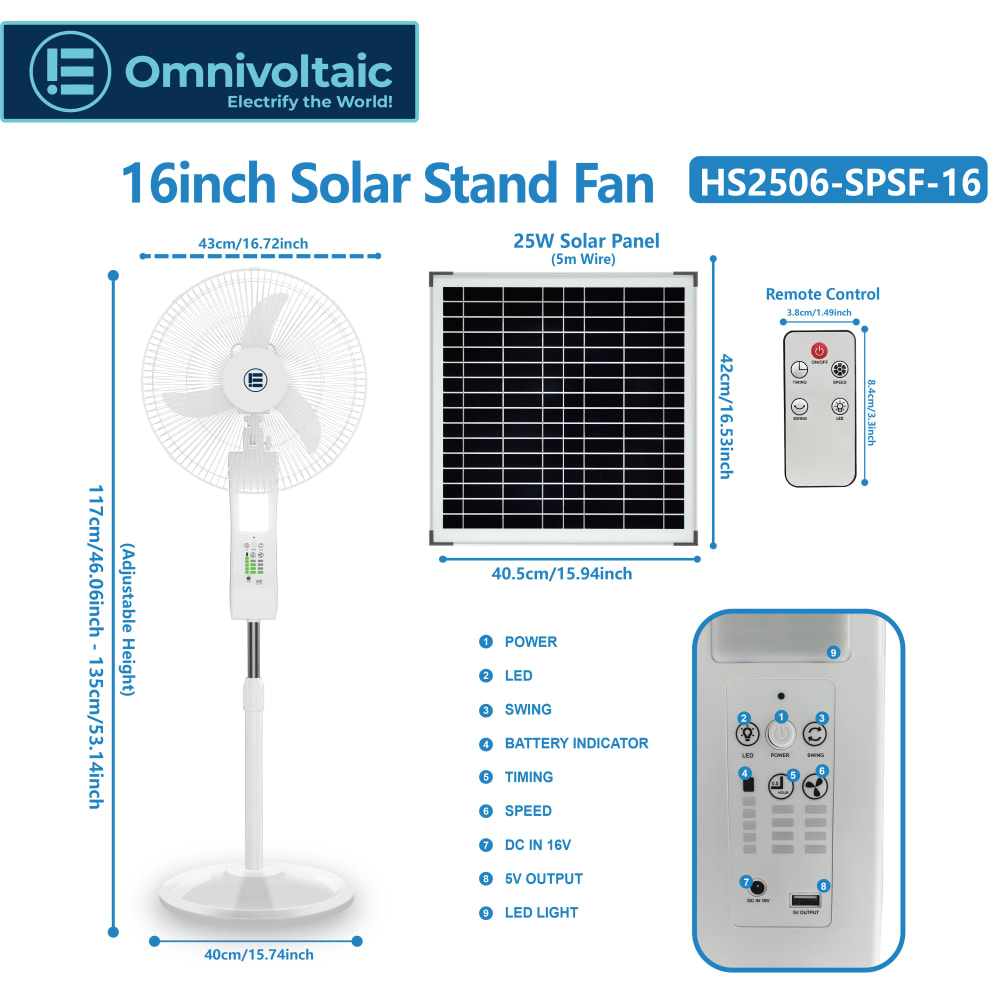 16inch Solar fan